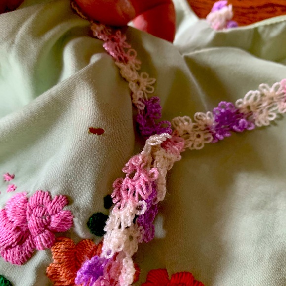 Handmade Pillowcase Top crochet tatting boho hippy blouse Festival Green… - Picture 4 of 7